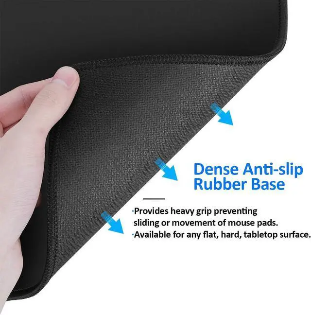 Alt view image 4 of 6 - JIKIOU Mouse Pad with Stitched Edge, Perfect Size-10.2x8.3in Black | Anti-Fray, Comfortable Smooth Lycra Surface, Non-Slip Rubber Base, Machine Washable Fade-resistant, Compatible with All Mice