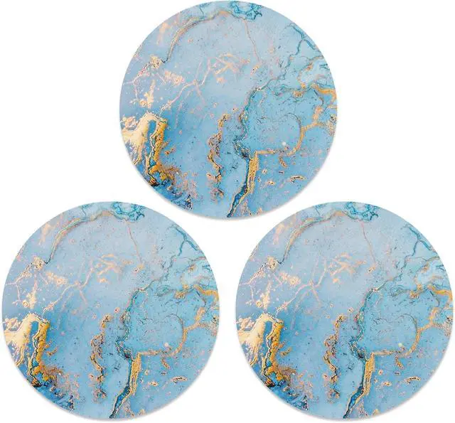 Main image of MOSISO 3 Pack Round Mouse Pad, 7.87 inch Marble Comfortable Mousepads | Non-Slip Base, Washable Mousepads with Neoprene Cloth, Mouse Pads for Computers Laptop, Blue