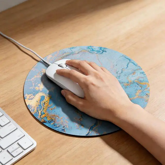 Alt view image 2 of 7 - MOSISO 3 Pack Round Mouse Pad, 7.87 inch Marble Comfortable Mousepads | Non-Slip Base, Washable Mousepads with Neoprene Cloth, Mouse Pads for Computers Laptop, Blue
