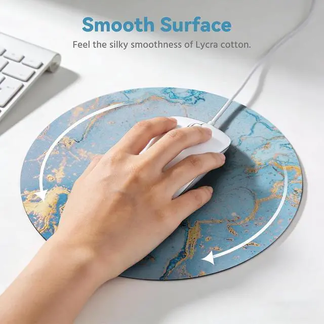 Alt view image 3 of 7 - MOSISO 3 Pack Round Mouse Pad, 7.87 inch Marble Comfortable Mousepads | Non-Slip Base, Washable Mousepads with Neoprene Cloth, Mouse Pads for Computers Laptop, Blue