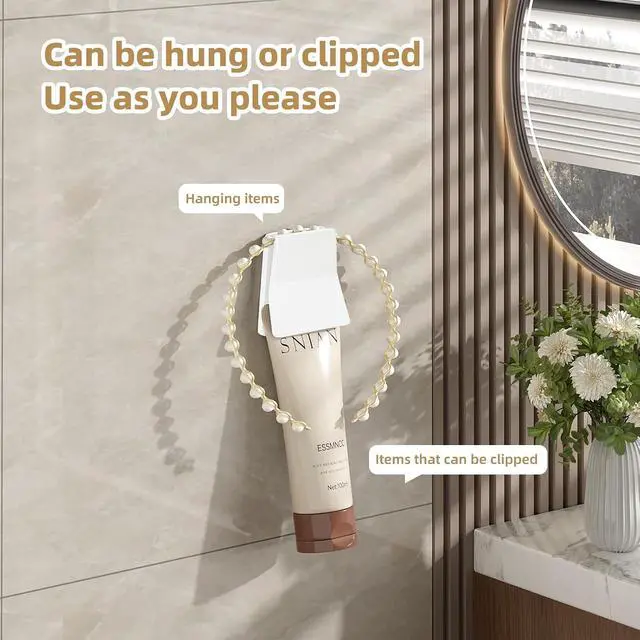 Alt view image 2 of 7 - 6 Pcs Large Self Adhesive Clips, Tapestry Hanger, Wall Tapestry Clips, No Drilling Adhesive Towel Holder, Towel Clip for Bathroom Kitchen Home Office Hotel, White