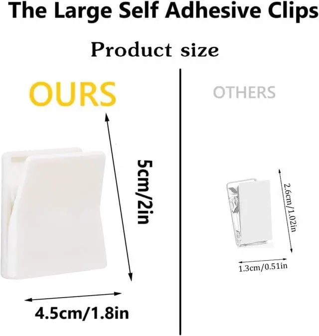 Alt view image 3 of 7 - 6 Pcs Large Self Adhesive Clips, Tapestry Hanger, Wall Tapestry Clips, No Drilling Adhesive Towel Holder, Towel Clip for Bathroom Kitchen Home Office Hotel, White