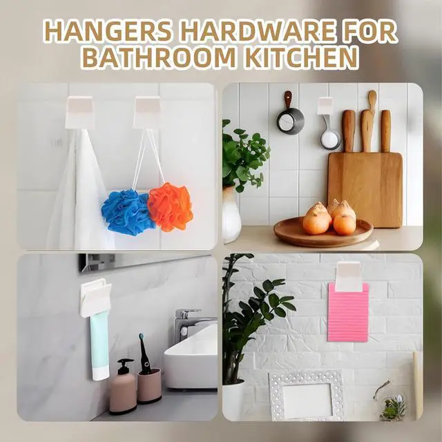 Alt view image 4 of 7 - 6 Pcs Large Self Adhesive Clips, Tapestry Hanger, Wall Tapestry Clips, No Drilling Adhesive Towel Holder, Towel Clip for Bathroom Kitchen Home Office Hotel, White