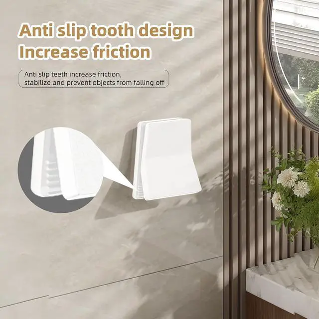 Alt view image 6 of 7 - 6 Pcs Large Self Adhesive Clips, Tapestry Hanger, Wall Tapestry Clips, No Drilling Adhesive Towel Holder, Towel Clip for Bathroom Kitchen Home Office Hotel, White