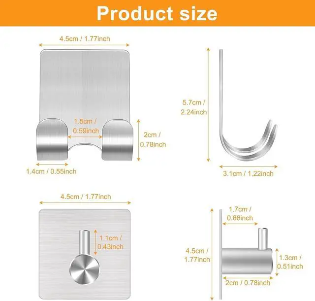 Alt view image 3 of 7 - CGBE 4 Packs Shower Hooks for Inside Shower, Self Adhesive Shaver Holder Hanger Hook for Bathroom Damage Free Wall Hooks for Razor Loofah Sponge