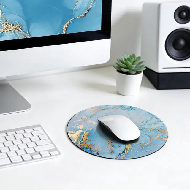 Alt view image 7 of 7 - MOSISO 3 Pack Round Mouse Pad, 7.87 inch Marble Comfortable Mousepads | Non-Slip Base, Washable Mousepads with Neoprene Cloth, Mouse Pads for Computers Laptop, Blue
