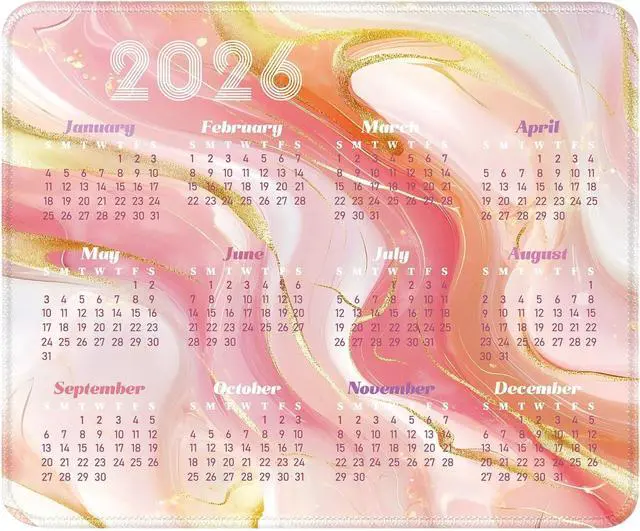 Main image of 2026 Calendar Mouse Pad, 240mm×200mm Small Waterproof Mouse Mat with Stitched Edges & Non-Slip Rubber Base for Office Home Gaming Laptop