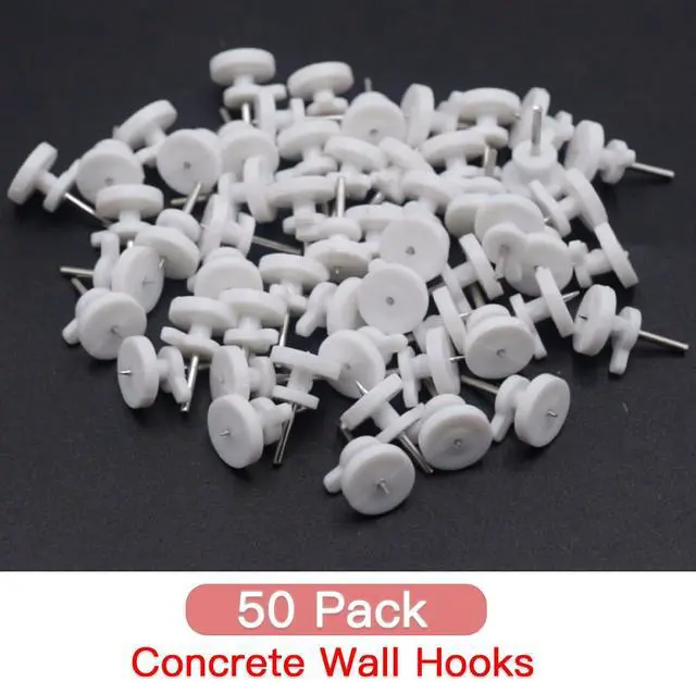 Alt view image 3 of 5 - 50 Pack Invisible Wall Hooks No Drill Picture Hangers for Drywall | no trace nail hangers, fits plaster stucco wood walls, lightweight item display, 50 pack mini hooks, easy hammer install
