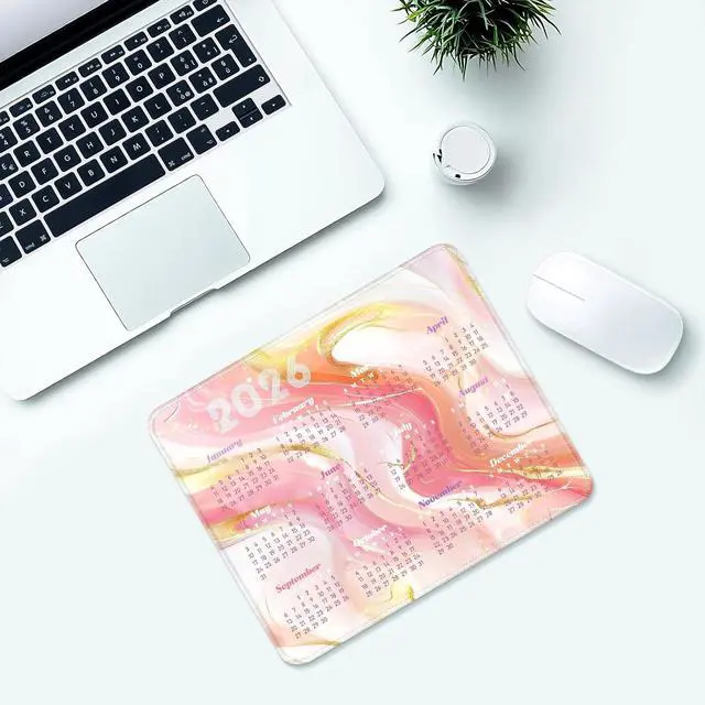 Alt view image 2 of 6 - 2026 Calendar Mouse Pad, 240mm×200mm Small Waterproof Mouse Mat with Stitched Edges & Non-Slip Rubber Base for Office Home Gaming Laptop