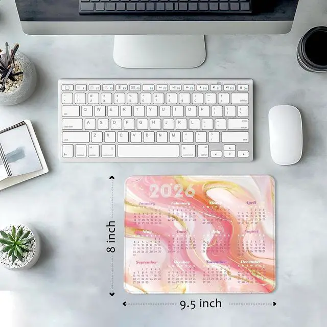 Alt view image 3 of 6 - 2026 Calendar Mouse Pad, 240mm×200mm Small Waterproof Mouse Mat with Stitched Edges & Non-Slip Rubber Base for Office Home Gaming Laptop