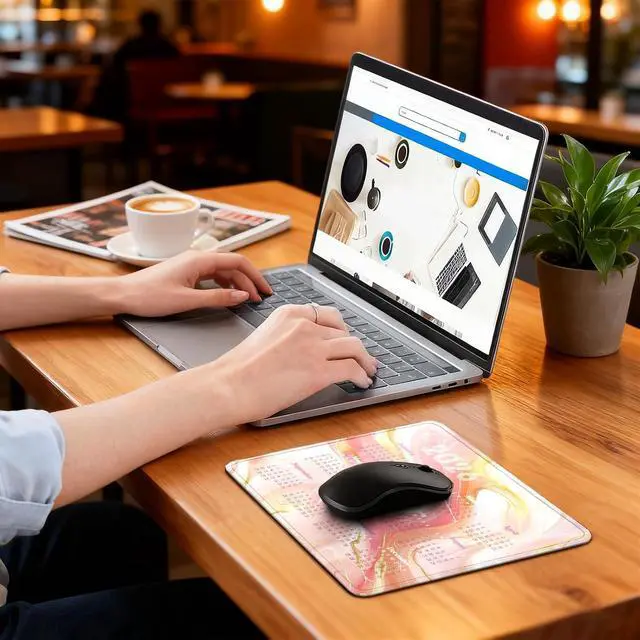 Alt view image 4 of 6 - 2026 Calendar Mouse Pad, 240mm×200mm Small Waterproof Mouse Mat with Stitched Edges & Non-Slip Rubber Base for Office Home Gaming Laptop