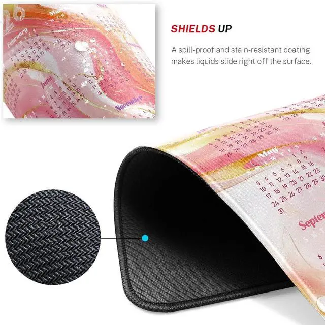 Alt view image 6 of 6 - 2026 Calendar Mouse Pad, 240mm×200mm Small Waterproof Mouse Mat with Stitched Edges & Non-Slip Rubber Base for Office Home Gaming Laptop