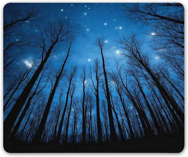 Main image of Smooffly Gaming Mouse Pad Custom,Winter Night Landscape with Woods Under Starry Sky Mouse pad 9.5 X 7.9 Inch (240mmX200mmX3mm)