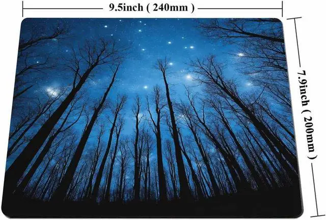 Alt view image 2 of 5 - Smooffly Gaming Mouse Pad Custom,Winter Night Landscape with Woods Under Starry Sky Mouse pad 9.5 X 7.9 Inch (240mmX200mmX3mm)