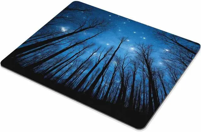 Alt view image 3 of 5 - Smooffly Gaming Mouse Pad Custom,Winter Night Landscape with Woods Under Starry Sky Mouse pad 9.5 X 7.9 Inch (240mmX200mmX3mm)