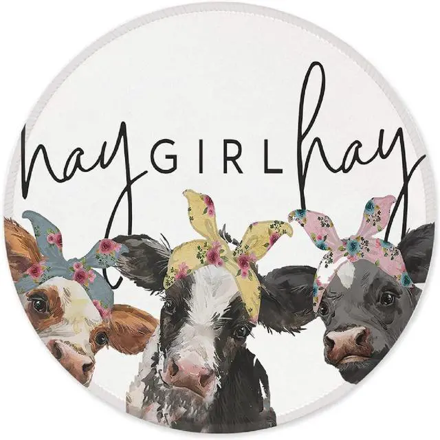Main image of Znzd Hay Girl Hay Rustic Dairy Cows with Bandanas Mouse Pad 7.9 x 7.9 Inch,Farmhouse Cow Non-Slip Rubber Base Mousepads for Home Office College Dorm Desk Decor,Gifts for Cow Lovers Girls