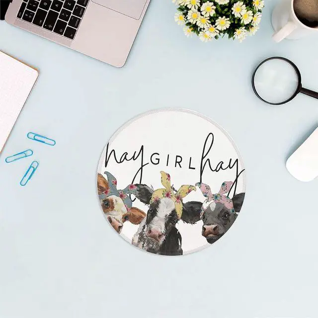 Alt view image 2 of 3 - Znzd Hay Girl Hay Rustic Dairy Cows with Bandanas Mouse Pad 7.9 x 7.9 Inch,Farmhouse Cow Non-Slip Rubber Base Mousepads for Home Office College Dorm Desk Decor,Gifts for Cow Lovers Girls