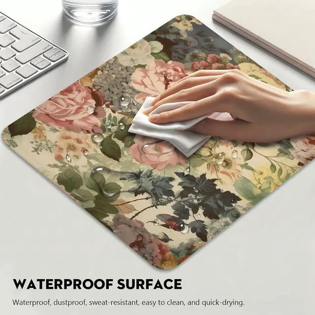 Alt view image 4 of 7 - Elegant Watercolor Floral Mouse Pad - Blossom Your Desk with Nature's Art, Stitched Edges Non-Slip Rubber Base Mouse Pads for Computers Laptop