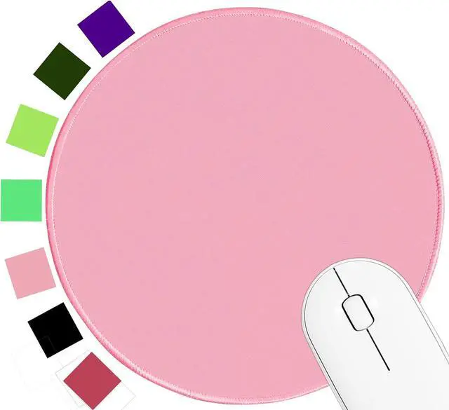 Main image of Round Mouse pad, high-end Texture, Sewn Edge Design, Anti-Slip Rubber Base. 8.6 x 8.6 inches (Pink)