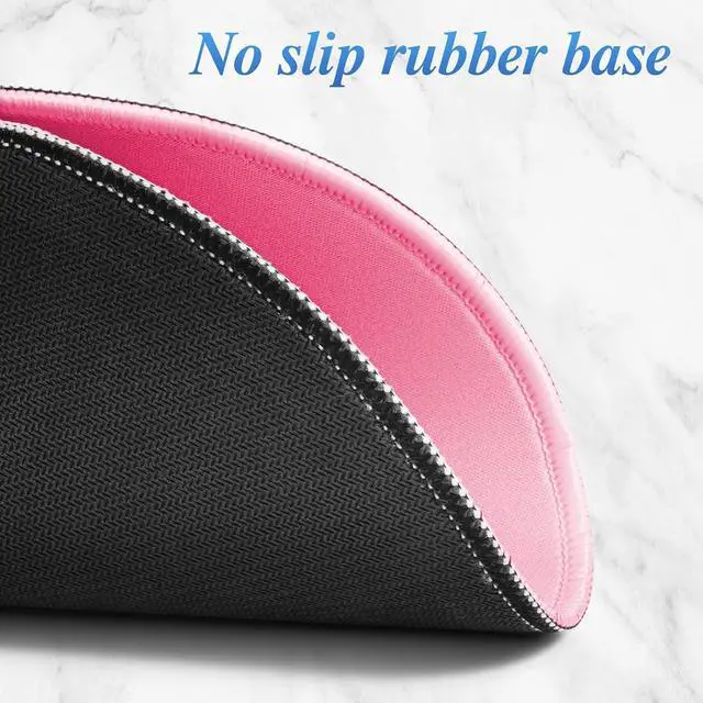Alt view image 3 of 6 - Round Mouse pad, high-end Texture, Sewn Edge Design, Anti-Slip Rubber Base. 8.6 x 8.6 inches (Pink)
