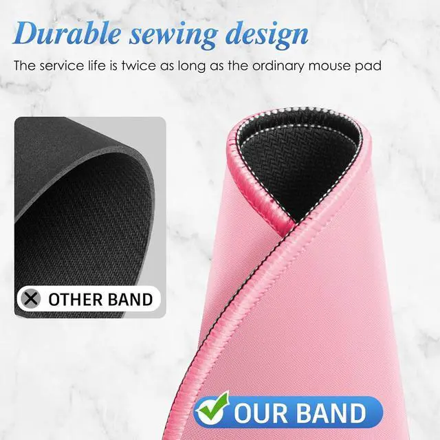 Alt view image 5 of 6 - Round Mouse pad, high-end Texture, Sewn Edge Design, Anti-Slip Rubber Base. 8.6 x 8.6 inches (Pink)