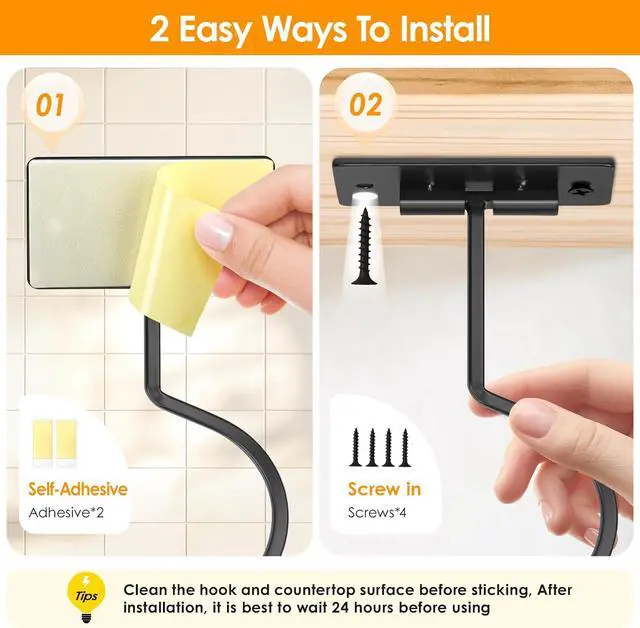 Alt view image 4 of 7 - 2PCS Self Adhesive Banana Hook Under Cabinet Foldable Banana Hanger | Black Metal Under Counter Banana Hook Holder to Keep Bananas Fresh Banana Holder for Kitchen RV Space Saving