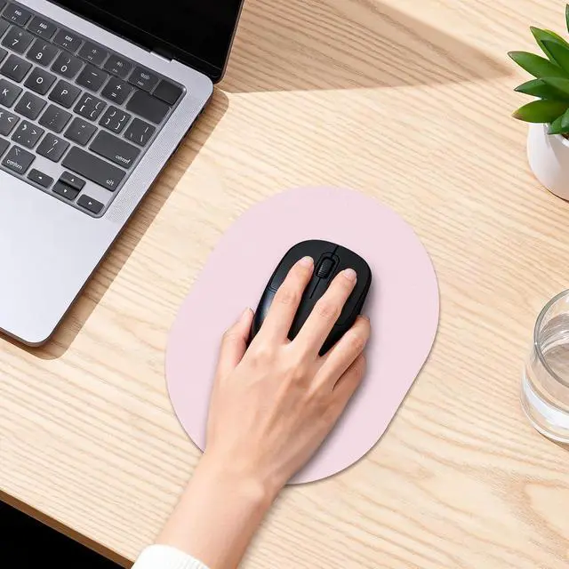 Alt view image 5 of 7 - Oval Mouse Pad 6x8in Non-Slip for Laptop,Pink | Portable water-drop mousepad with rubber non-slip base, smooth surface for precise cursor control, for travel and office