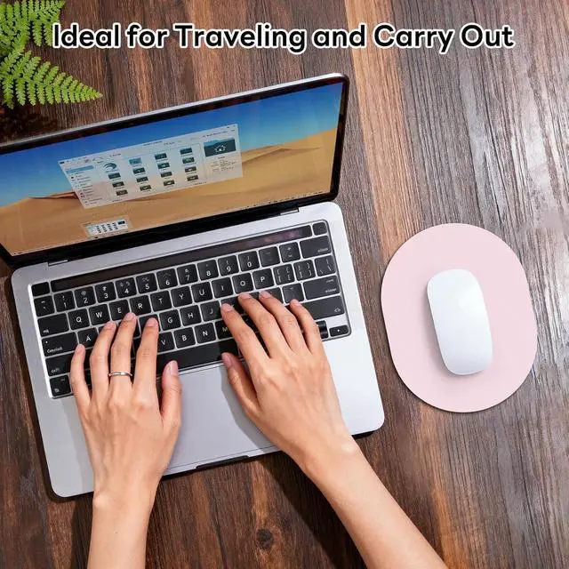 Alt view image 6 of 7 - Oval Mouse Pad 6x8in Non-Slip for Laptop,Pink | Portable water-drop mousepad with rubber non-slip base, smooth surface for precise cursor control, for travel and office