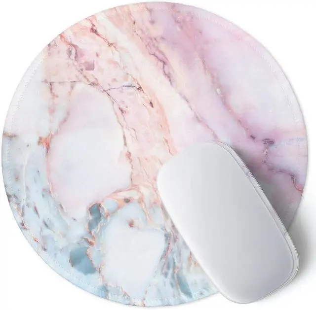 Main image of ITNRSIIET Marble Round Mouse Pad Pink Marble Customized Premium-Textured Washable Desktop Protection Mouse Mat with Non-Slip Rubber Base 7.87×7.87×0.12 inches, Pink Marble