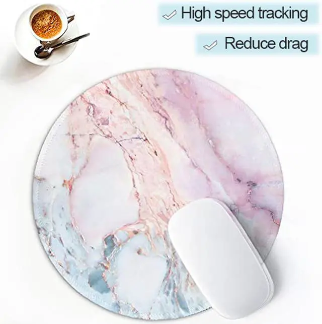 Alt view image 3 of 7 - ITNRSIIET Marble Round Mouse Pad Pink Marble Customized Premium-Textured Washable Desktop Protection Mouse Mat with Non-Slip Rubber Base 7.87×7.87×0.12 inches, Pink Marble