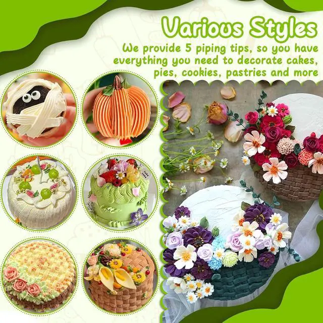 Alt view image 5 of 6 - Suuker 5 Pieces Basketweave Piping Tips Set | Stainless Steel, Half Row Braided Flower Design, For Cupcakes, Cake, Cookie, 3D 1D 895 48 47