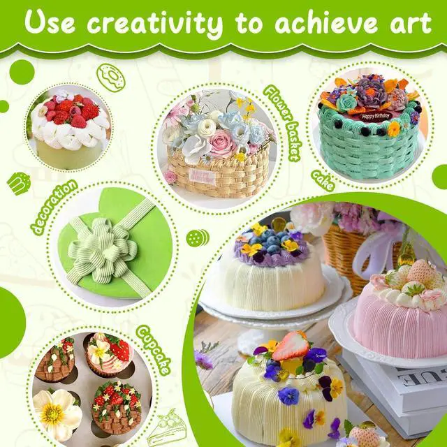 Alt view image 4 of 6 - Suuker 5 Pieces Basketweave Piping Tips Set | Stainless Steel, Half Row Braided Flower Design, For Cupcakes, Cake, Cookie, 3D 1D 895 48 47