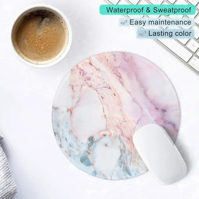 Alt view image 5 of 7 - ITNRSIIET Marble Round Mouse Pad Pink Marble Customized Premium-Textured Washable Desktop Protection Mouse Mat with Non-Slip Rubber Base 7.87×7.87×0.12 inches, Pink Marble