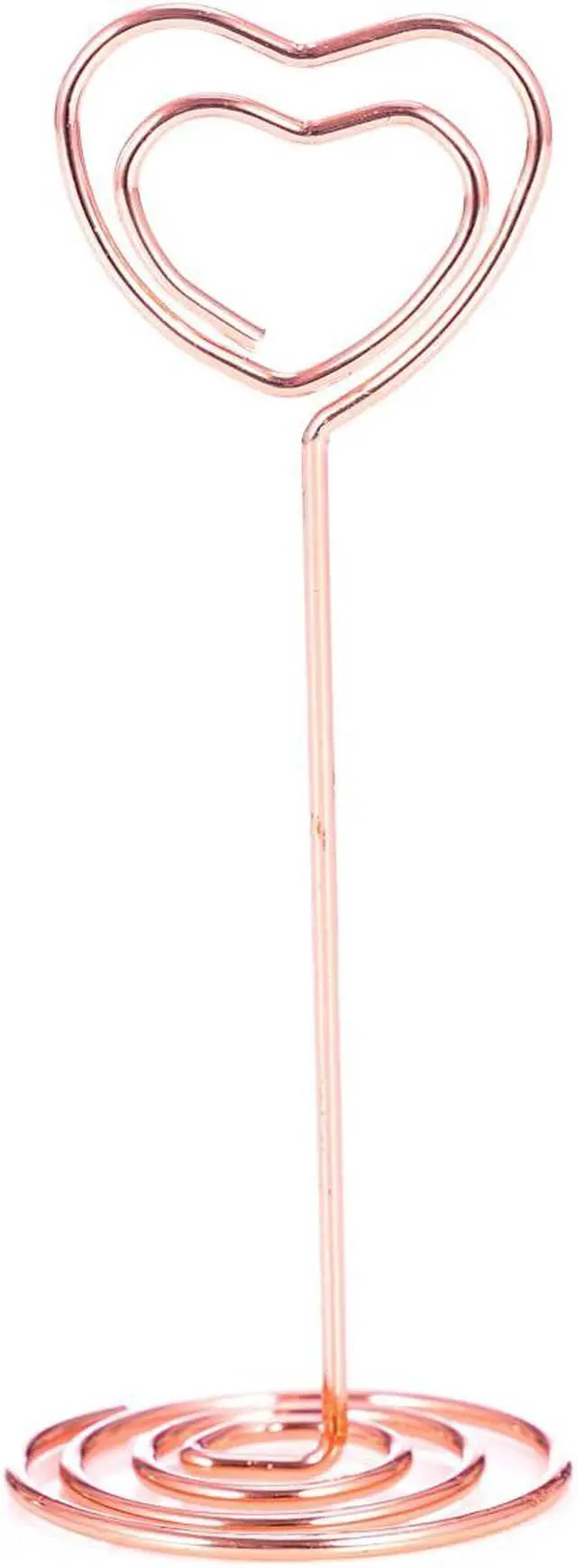 Alt view image 5 of 7 - 12pcs Table Number Holders Metal, 3.35 inch Place Card Stands for Wedding Centerpieces, Birthday Party - Table Card & Photo Picture Holders (Rose Gold-Heart Shaped)