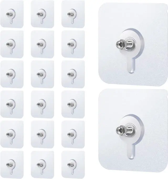 Main image of 20 PCS Adhesive Wall Screws Hanging Nails Screw Free Sticker Waterproof Wall Hangers Without Nails Seamless Screws Adhesive Walls Hooks for Bathroom Kitchen Home and Office Decorations