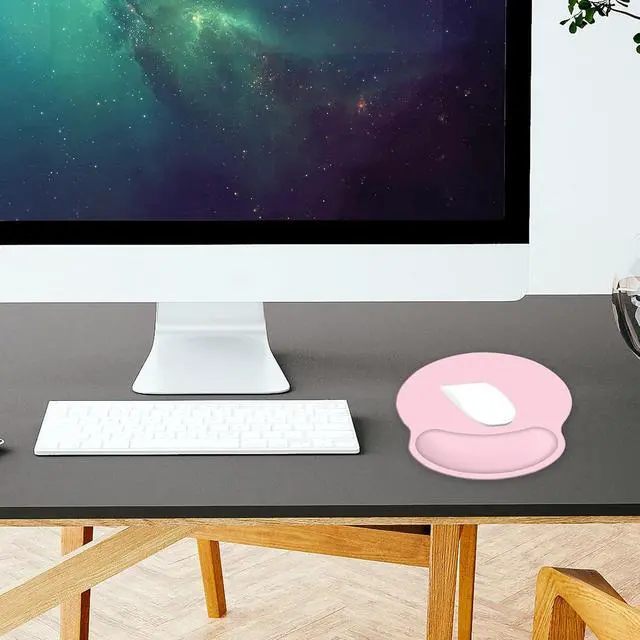 Alt view image 7 of 7 - Mouse Pad with Wrist Rest Support, Ergonomic Gaming Mouse Pad with Non-Slip PU Base for Computer, Laptop, Office and Home, Easy Typing & Pain Relief (Pink)