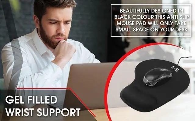 Alt view image 5 of 7 - Ergonomic Mouse Pad with Wrist Rest, Gel Wrist Support Mousepad, Pain Relief Laptop Computer Mouse Pad, Non-Slip Mouse Pads for Home & Office