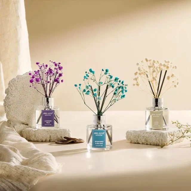 Alt view image 7 of 7 - Airkeep Reed Diffuser Set,1.69 fl oz (50 ml) - Ocean Mist&Sea Salt Oil Diffusers with 8 Reed Sticks,Home Fragrance Reed Diffuser for Bathroom Shelf DecorSALT