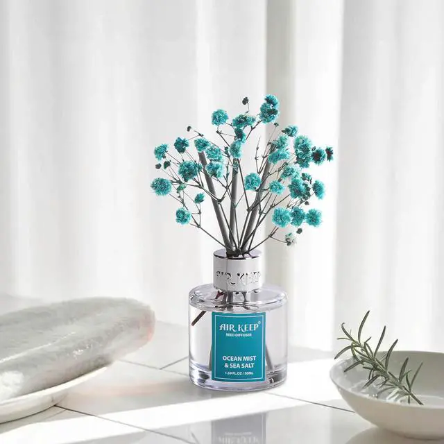 Alt view image 6 of 7 - Airkeep Reed Diffuser Set,1.69 fl oz (50 ml) - Ocean Mist&Sea Salt Oil Diffusers with 8 Reed Sticks,Home Fragrance Reed Diffuser for Bathroom Shelf DecorSALT