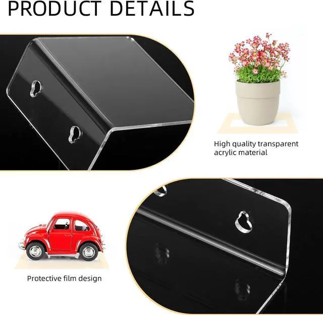 Alt view image 5 of 7 - Acrylic Wall Shelves,Clear 4 inch Floating Shelves for Display,Ledges Pop Figures,Plant,Tiny Wall Mounted Transparent Shelf Small Invisible Shelves with Adhesive for Bedroom Living Room Decoration