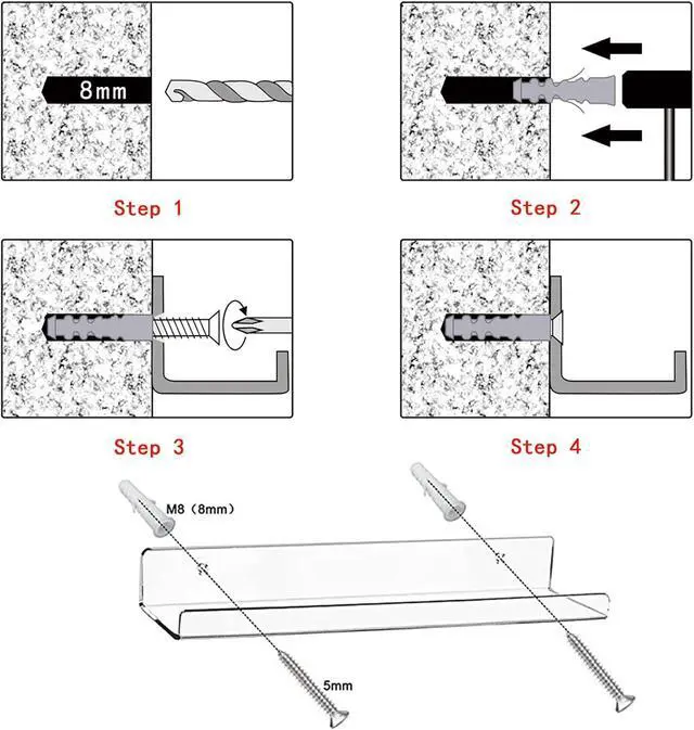 Alt view image 5 of 7 - Cerpourt Acrylic Floating Wall Ledge Shelf, Clear Bathroom Storage Shelves Display,Acrylic 15" Invisible Bookshelf (2pack)