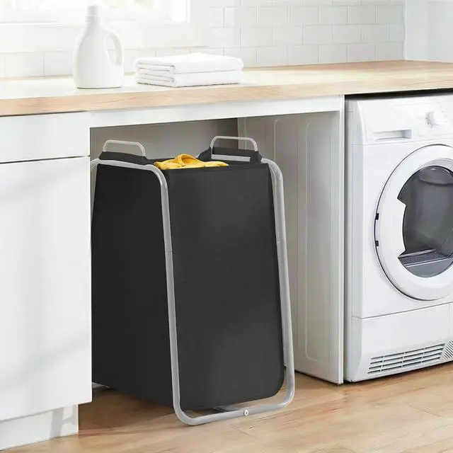 Alt view image 2 of 7 - STORAGE MANIAC Metal Rack Laundry Hamper, Large Laundry Basket with Convenient Handle, Freestanding Dirty Clothes Hamper for for Dorm, College, Small Space, Closet, Bedroom, Black