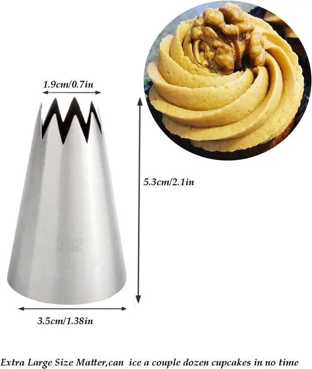 Alt view image 3 of 3 - Deviled Egg Piping Tip, Extra Large Open Star Tip for Churros & Cupcake