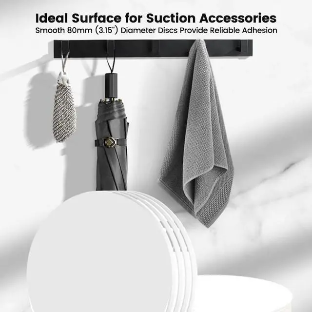 Alt view image 5 of 7 - 4 Pcs Adhesive Disk for Suction Cup Shower Suction Cup Adhesive Sticker Discs 80mm Circular Plastic Mounting Pads Heat Resistant Double-Sided Stickers Suction Items Coated Stick Pad Holder