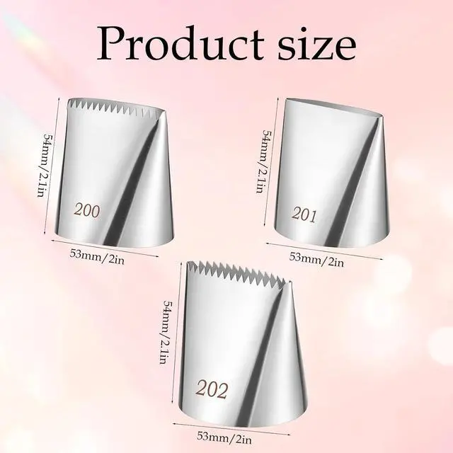 Alt view image 2 of 7 - Extra Large Piping Tips, 3 PCS Big Piping Tips Stainless Steel Half Row Braided Flower Cake Decorating Tip Boquillas Para Reposteria for Cupcakes, Cake, Cookie Buttercream and Decorating