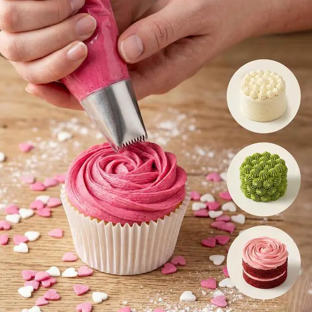 Alt view image 4 of 7 - Extra Large Piping Tips, 3 PCS Big Piping Tips Stainless Steel Half Row Braided Flower Cake Decorating Tip Boquillas Para Reposteria for Cupcakes, Cake, Cookie Buttercream and Decorating