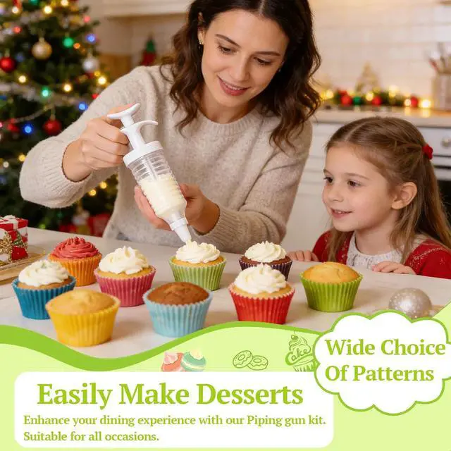 Alt view image 2 of 7 - Suuker Cake Decorating Kit, Icing Gun with 8 Piping Tips for Cupcakes | 8 Piping Tips with one-handed Icing Gun Control for Cakes, Cupcakes, Cookies and Dessert Decorating