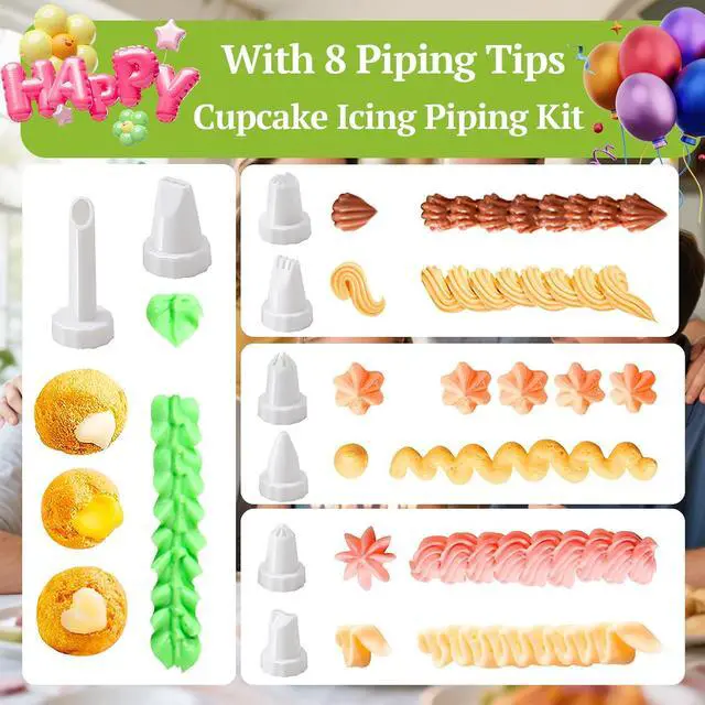 Alt view image 4 of 7 - Suuker Cake Decorating Kit, Icing Gun with 8 Piping Tips for Cupcakes | 8 Piping Tips with one-handed Icing Gun Control for Cakes, Cupcakes, Cookies and Dessert Decorating