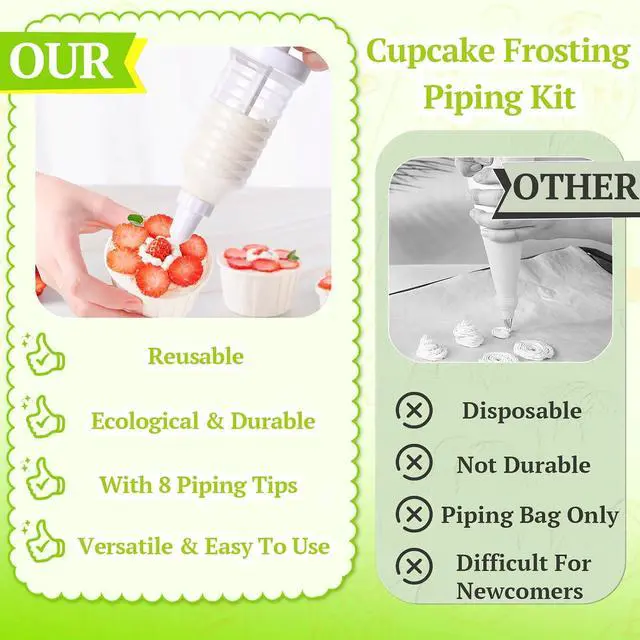 Alt view image 5 of 7 - Suuker Cake Decorating Kit, Icing Gun with 8 Piping Tips for Cupcakes | 8 Piping Tips with one-handed Icing Gun Control for Cakes, Cupcakes, Cookies and Dessert Decorating