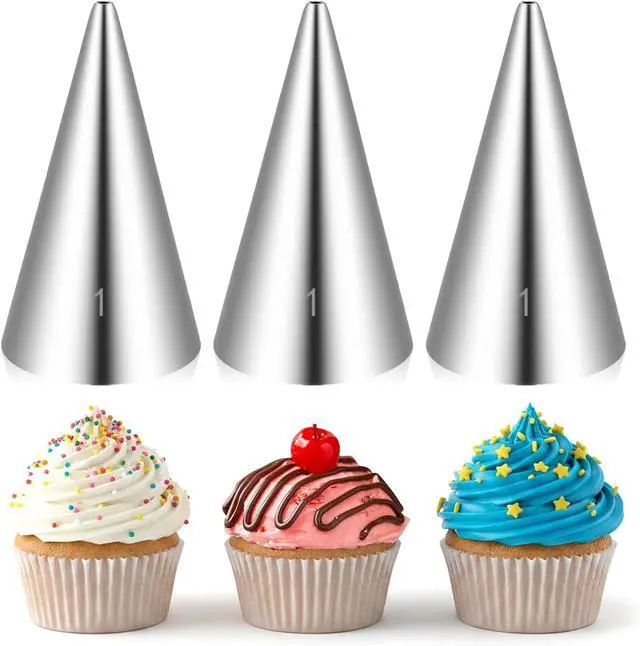 Main image of #1 Piping Tip for Writing, 3 Pieces Cake Piping Tip Seamless Icing Tips Stainless Steel Cupcake Pipings Tips Elegance for Fine Details Frosting Macarons Dessert Cake Decorations